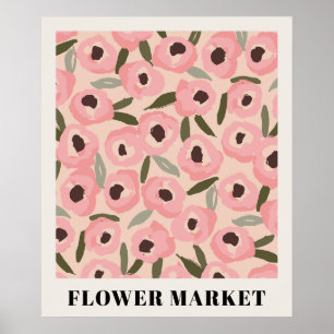 Bold Inky Floral Pattern Hand-Drawn Botanical Poster