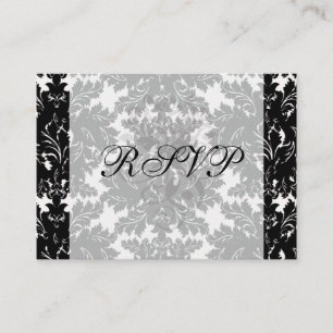 bold intricate black damask on white enclosure card