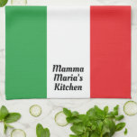 Bold Italian Italy Flag Personalised Tea Towel<br><div class="desc">Bold Italian Flag Apron. Personalise it with the cook's name! Italian Kitchen or Restaurant with Name Kitchen Towel. A custom design for Italian kitchens, whether in a restaurant or your home, this design has the colours of the Italian Flag (green, white, and red) with a text template to personalise with...</div>