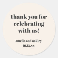 Bold Ivory Black Retro Custom Wedding Thank You 
