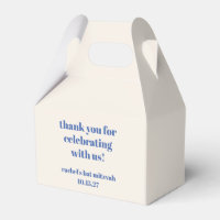 Bold Ivory Blue Custom Cute Bat Mitzvah Thank You