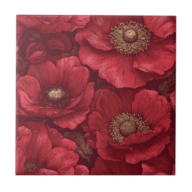 Bold Japanese Anemones  Tiles  For Tiled Surfaces (Front)