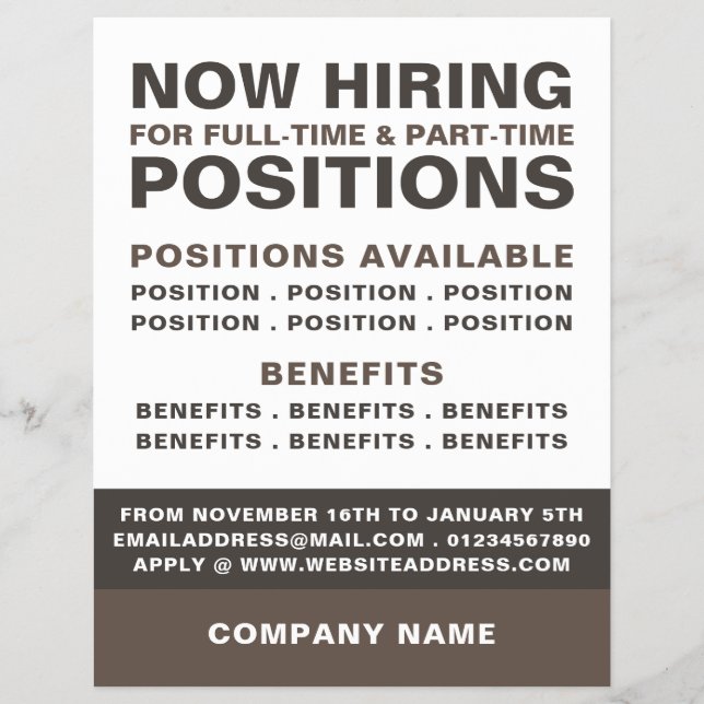 Bold Job Vacancy Recruitment Advertising Flyer (Front)