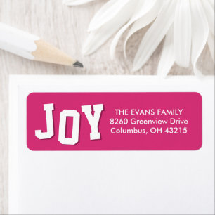 Bold joy fun pink Christmas holiday return address