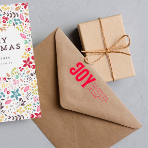 Bold Joy RED Address Custom Christmas Holiday Self-inking Stamp