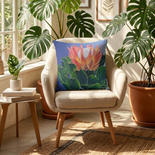 Bold King Protea Hand-Painted Floral Art Cushion