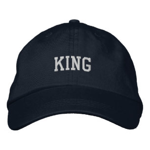 Bold KING Text Embroidered Adjustable Navy-Hat Hat