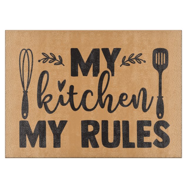 Bold Kitchen Sign With Whisk and Spatula Cutting Board (Front)