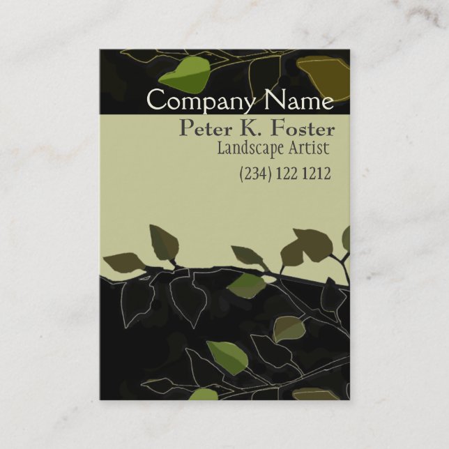 Bold Landscaping Forest Herbal  Verdant Geen Business Card (Front)