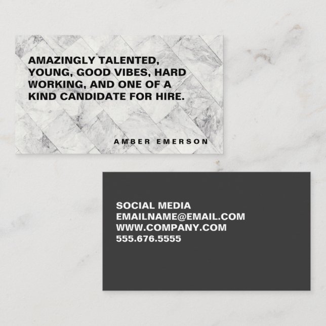 Bold Large Text | Marble Tiles Business Card (Front/Back)