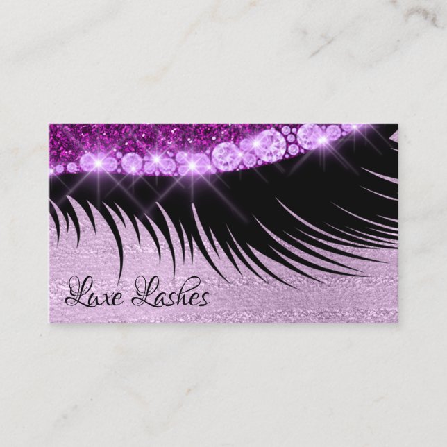 Bold Lashes Lash Business Card Eyelash Glam Purple (Front)