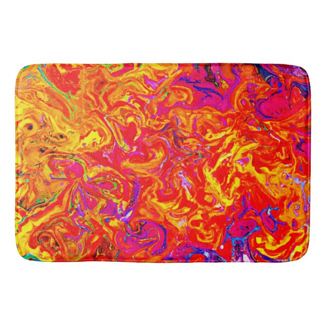 Bold Lava Colours Abstract Design Bath Mat (Front)