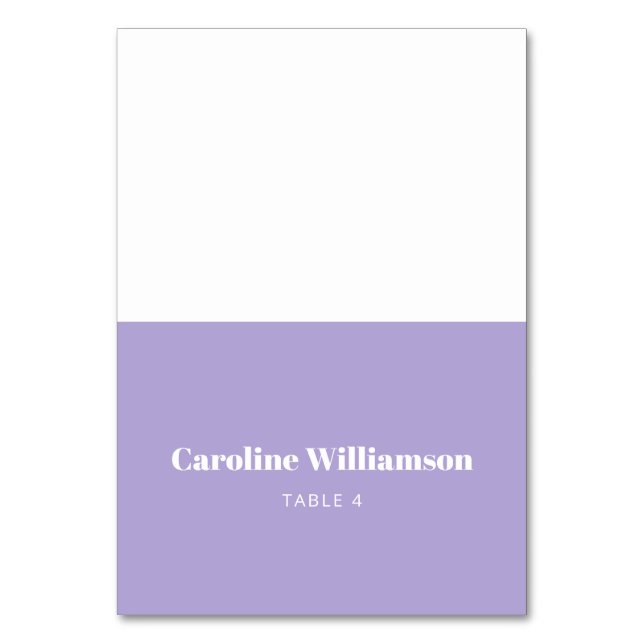 Bold Lavender Purple Typography Custom Table Number (Front)