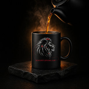 Bold Leo Zodiac Lion Red and White Word Art Design Coffee Mug