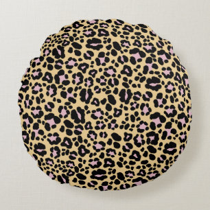 Bold Leopard Animal Print Glam 1 Round Cushion