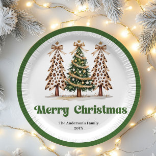 Bold Leopard Christmas Tree Editable Paper Plates