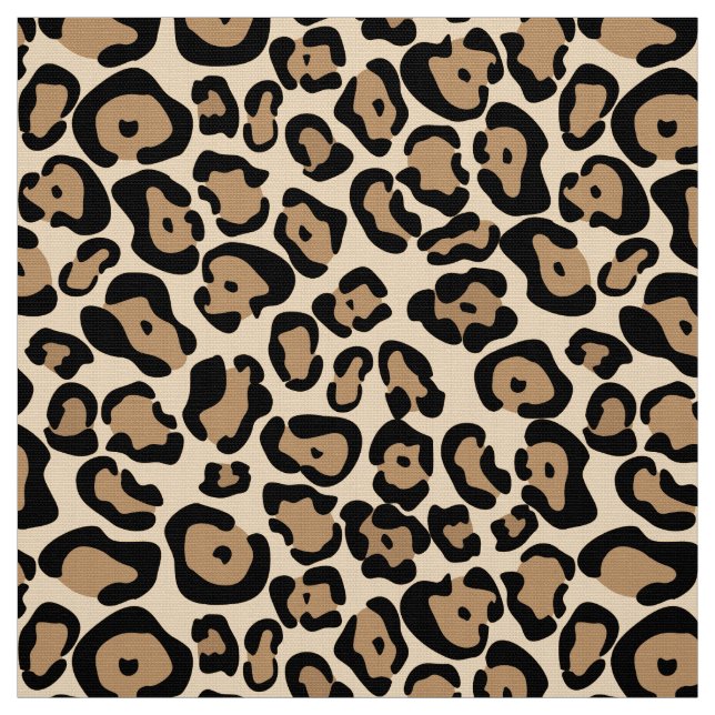 Bold Leopard Print Fabric Tan Black & Brown  (Swatch)