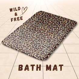 Bold Leopard Print Pattern Brown Black Tan Spot - Bath Mat