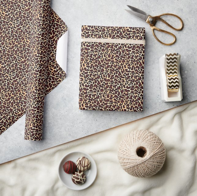 Bold Leopard Print Pattern Brown Black Tan Spot -  Wrapping Paper (Crafts)