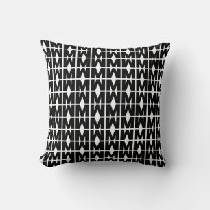 Bold Letter M Pattern Alphabet Cushion