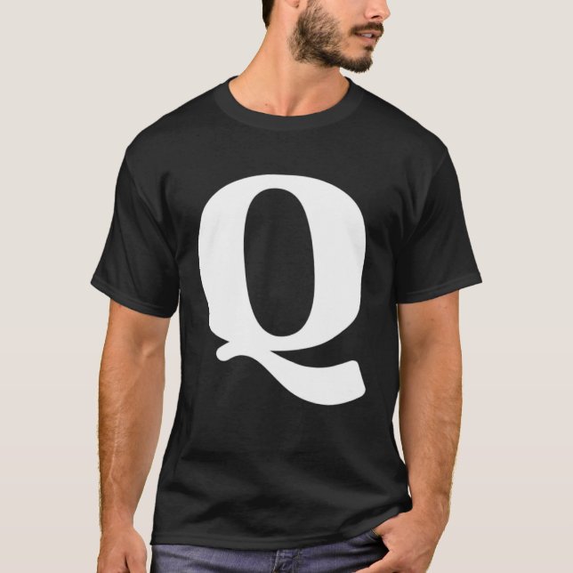 Bold Letter Q  Alphabet Characters Big Font Capita T-Shirt (Front)