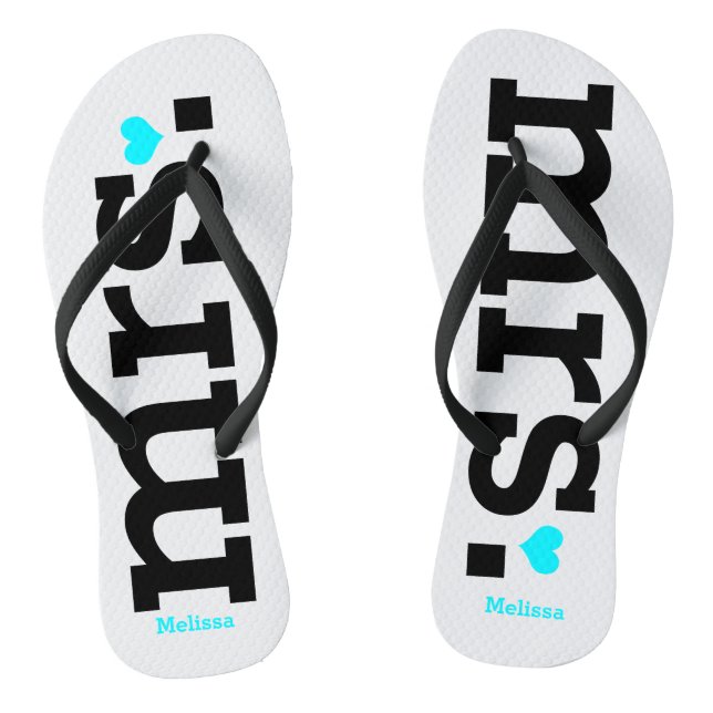 Bold Lettering (blue) Bride Jandals (Footbed)