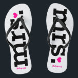 Bold Lettering (pink) Bride Jandals<br><div class="desc">Fun, custom wedding flip flops</div>