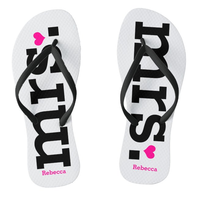 Bold Lettering (pink) Bride Jandals (Footbed)