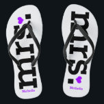Bold Lettering (purple) Bride Jandals<br><div class="desc">Fun,  custom wedding flip flops</div>