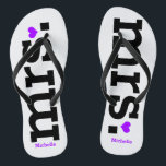 Bold Lettering (purple) Bride Jandals<br><div class="desc">Fun,  custom wedding flip flops</div>