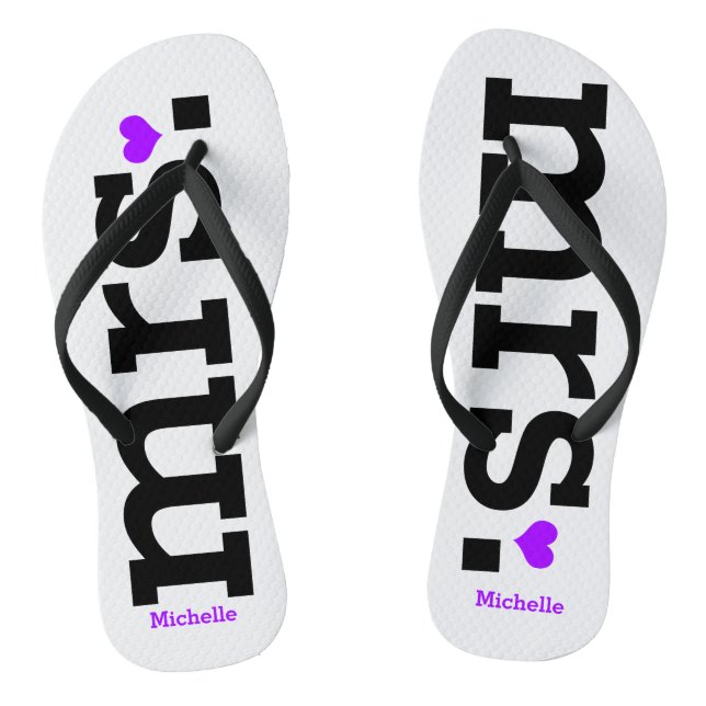 Bold Lettering (purple) Bride Jandals (Footbed)