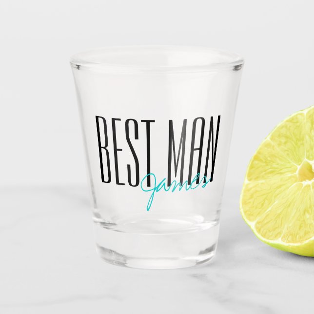 Bold Letters "Best Man" Personalised Wedding Party Shot Glass (Front)