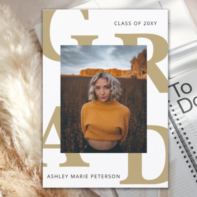 Bold letters Classy Photo Graduation Invitation (Creator Uploaded)