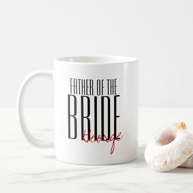 Bold Letters "Father of the Bride" Wedding Party Coffee Mug (With Donut)
