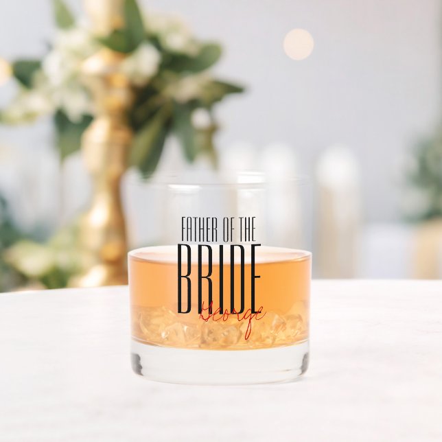 Bold Letters "Father of the Bride" Wedding Party Whiskey Glass (Insitu (Wedding))