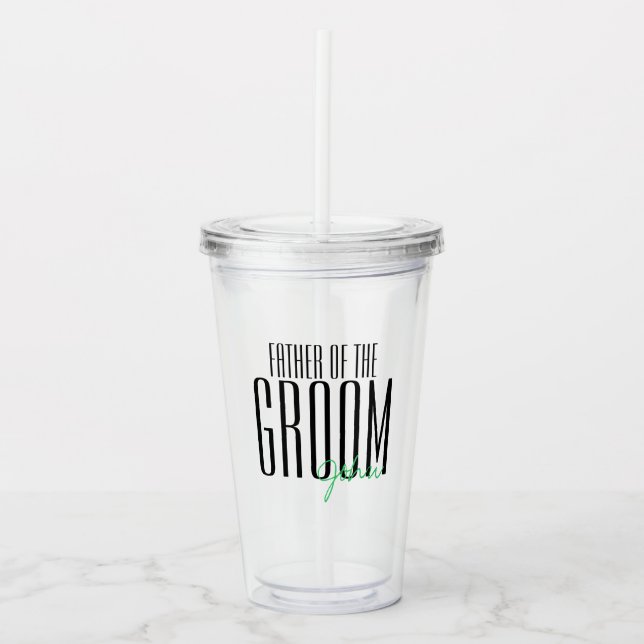 Bold Letters "Father of the Groom" Wedding Party Acrylic Tumbler (Front)