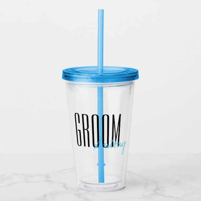 Bold Letters "Groom" Personalised Wedding Acrylic Tumbler (Front)