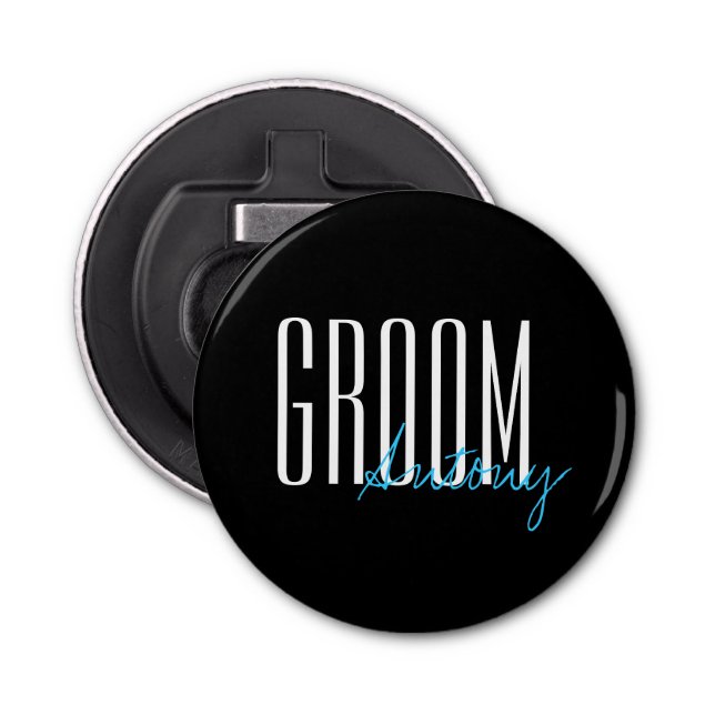 Bold Letters "Groom" Personalised Wedding Party Bottle Opener (Front)