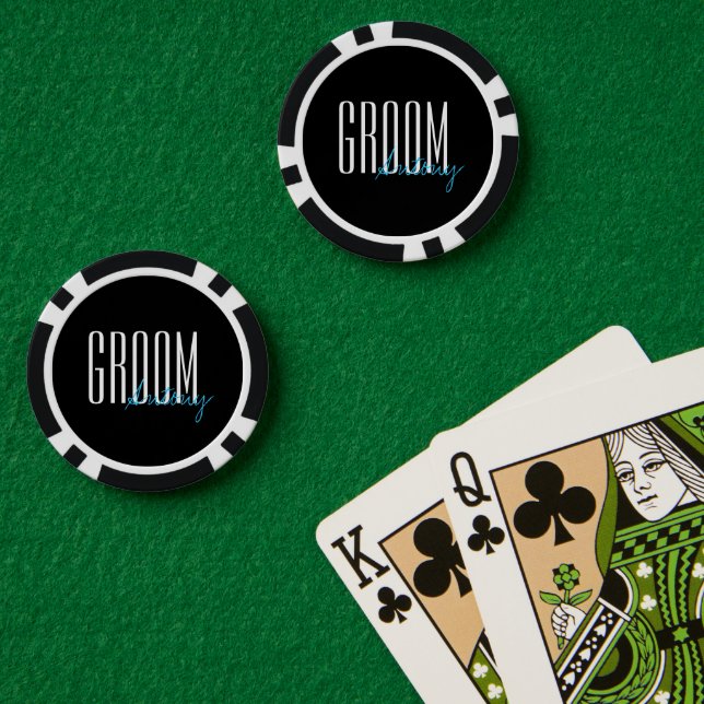 Bold Letters "Groom" Personalised Wedding Party Poker Chips (Poker Table (Double))