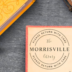 Bold Library Name Round Please Return With Care Self-inking Stamp