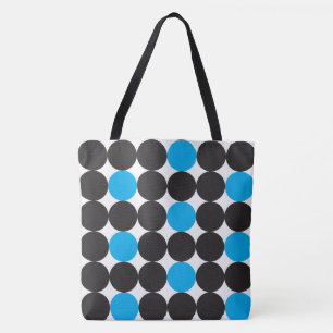 Bold Light Blue Black Dots Geometric Pattern Tote Bag
