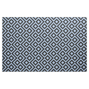 Bold Light Blue & Black Meander Geometric Pattern Fabric