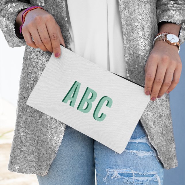 Bold Light Teal 3 Letter Monogram Accessory Pouch (Bold Light Teal 3 Letter Monogram Accessory Pouch)