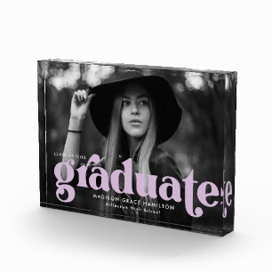 Bold Lilac Typography Graduation Photo Block