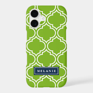 Bold Lime Moroccan Lattice Navy Name Template