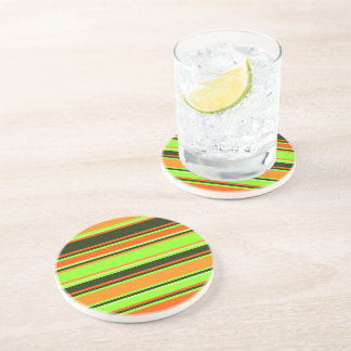 Bold Lime, Orange, & Tangerine Striped Coaster