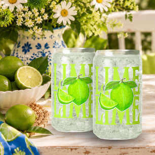 Bold Lime Typography with Green Lime and Wedge Can Glass