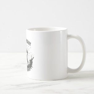 Bold linebacker silhouette mid-tackle surrounded coffee mug