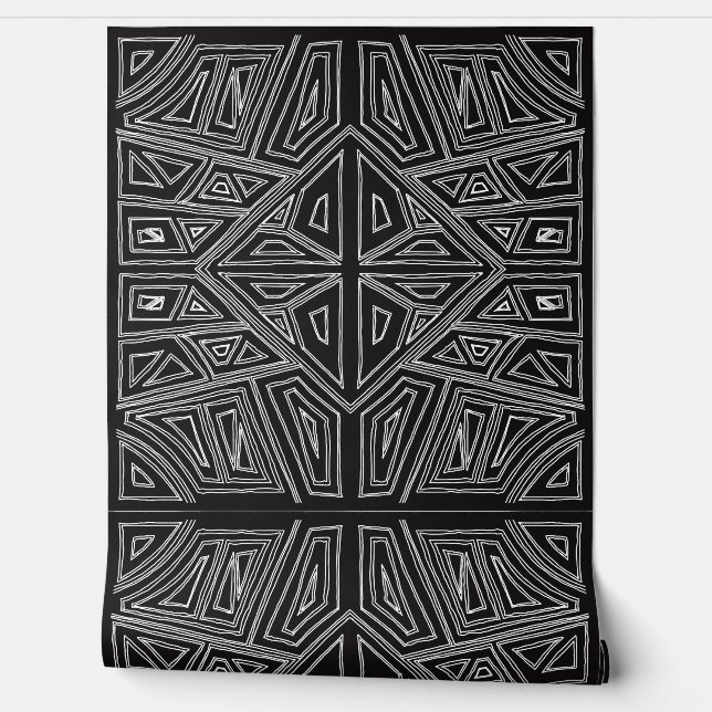 Bold Lines - Symmetrical Tile - Black And White  Wallpaper (Unrolling)