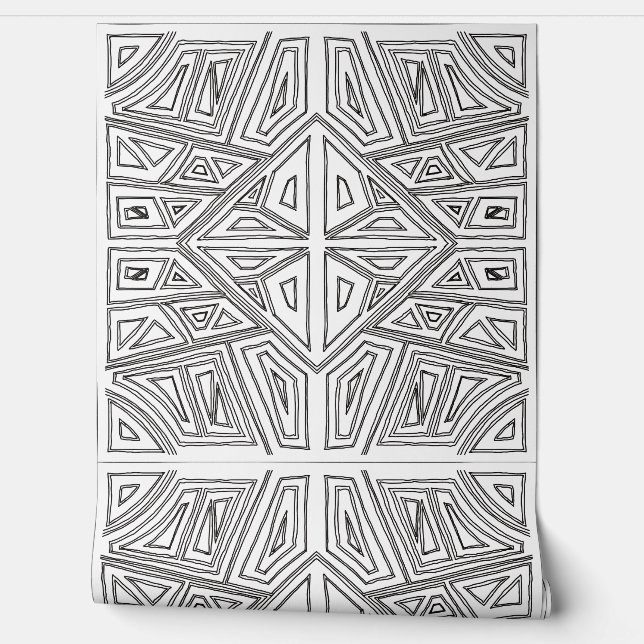 Bold Lines - Symmetrical Tile - White And Black  Wallpaper (Unrolling)